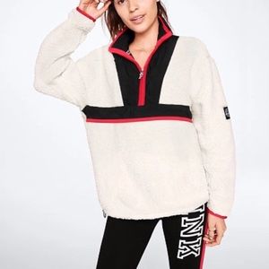 PINK VS Pullover Nylon Pieced Sherpa